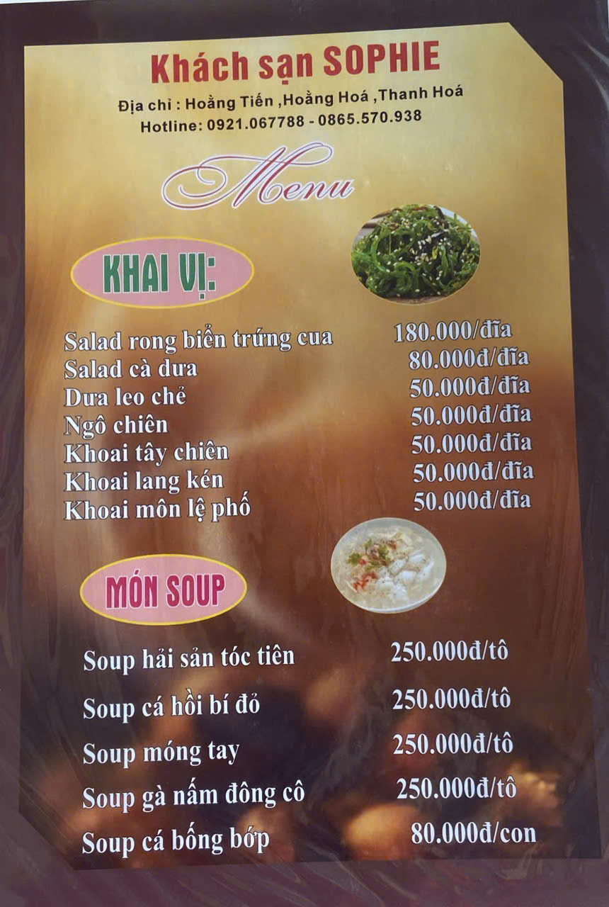 MENU Nhà Hàng